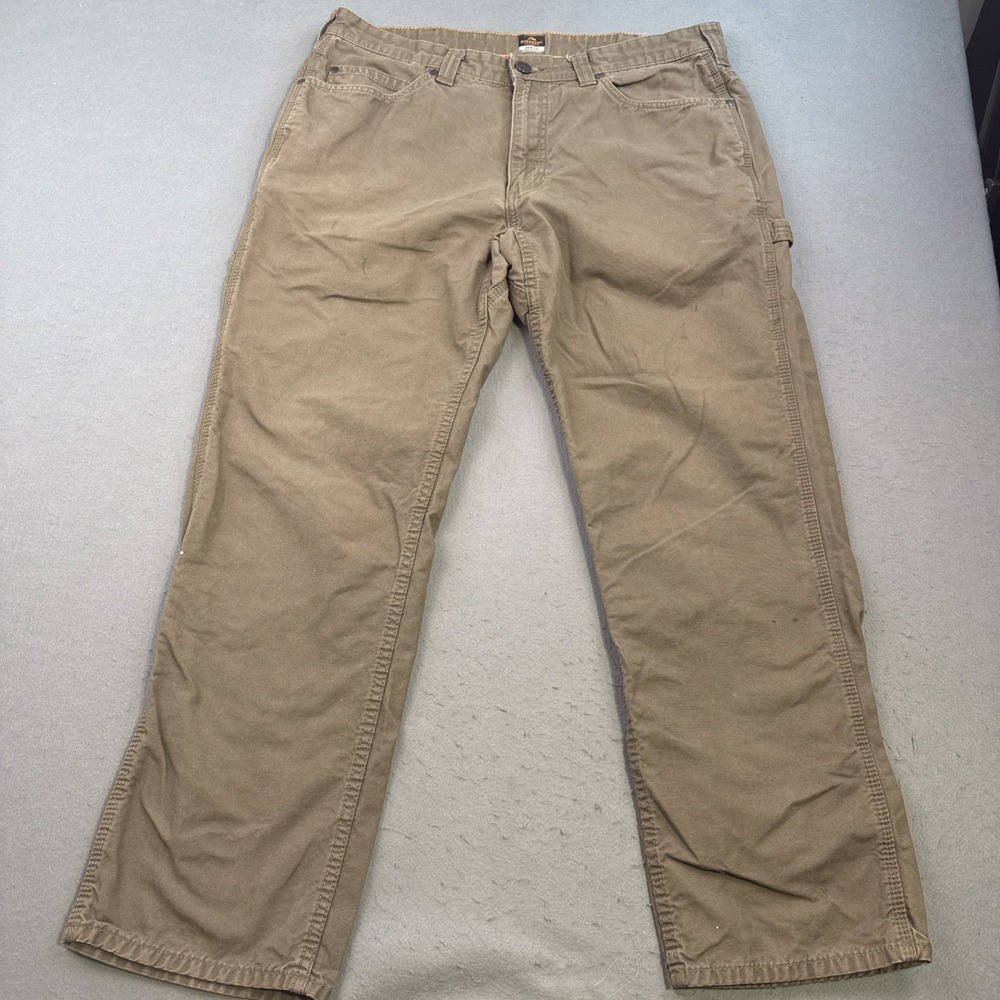 Ridge cut Toughwear Brown Canvas Work Pants Men's 38/32 Workwear Flaws
